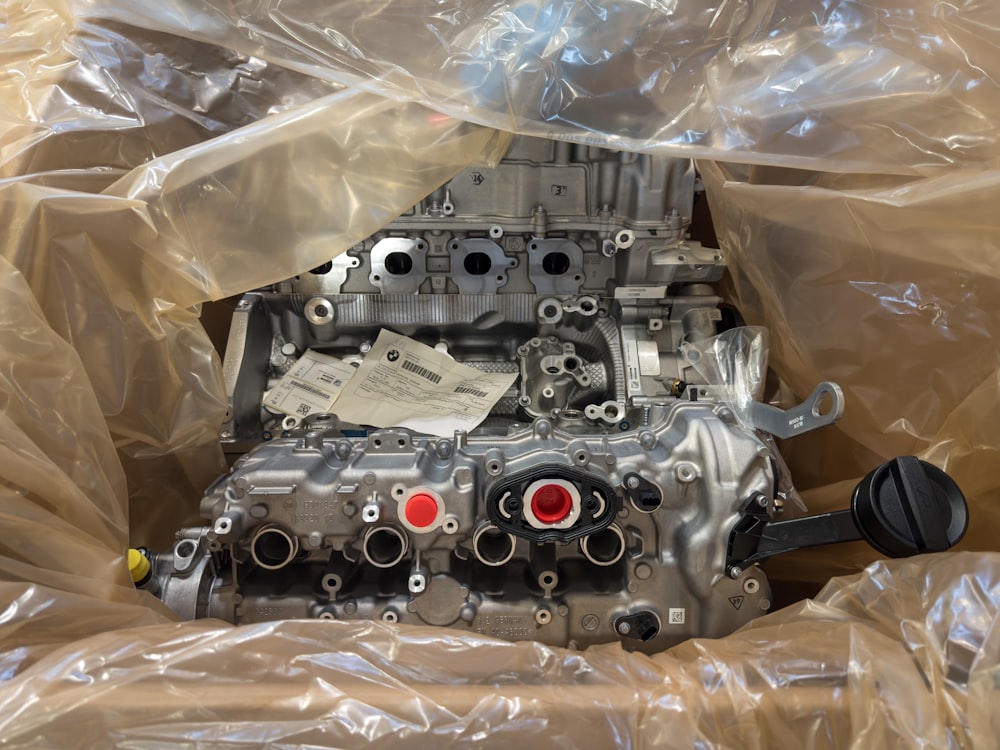 Brand-new boat outboard engine in factory packaging